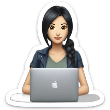 nico robin with a macbook sticker