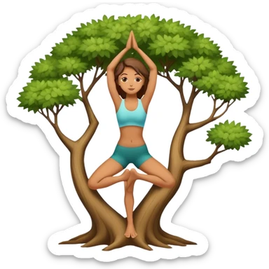A serene woman in Tree Pose (Vrksasana) sticker