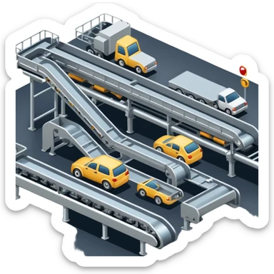 automobile plant with a conveyor sticker