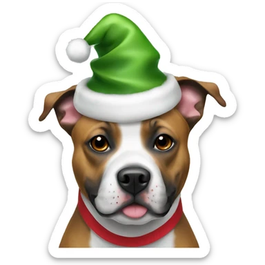 english staffy with christmas hat  sticker