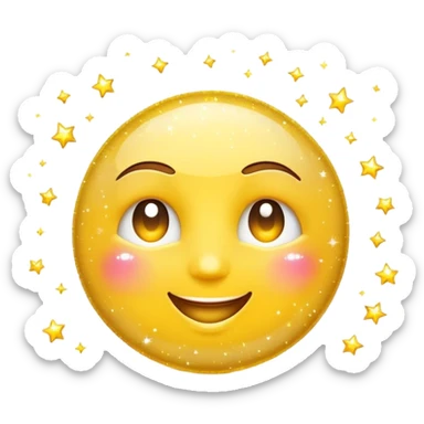 wink emoji with a sparkling sign and sparkles around sticker