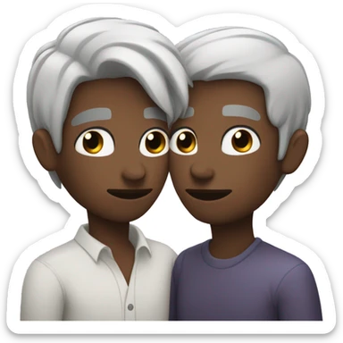 Two men kissing, one of the white with lavender hair and the other person is black with black hair  sticker