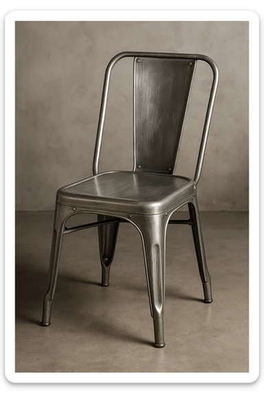 a silver dining chair, industrial style, brushed metal texture sticker