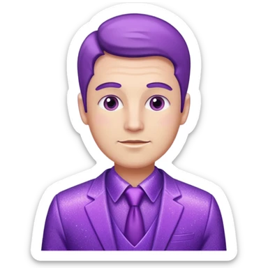 man office supervisor wearing glitter purple glittery clothes sticker