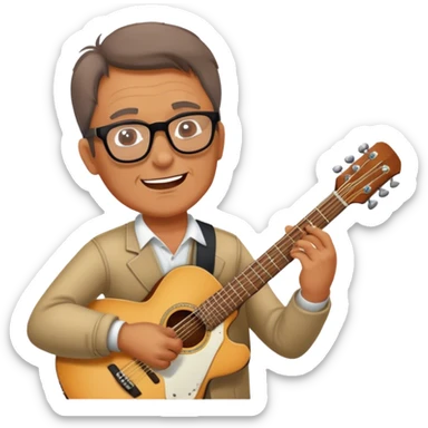 middle-aged man in glasses, musician, instrument, guitar, piano, violin, performance, music, playing, melody, talent, sound, notes, skilled, artist, creativity sticker