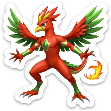 Blaziken-Sceptile-Hawlucha-fusion sticker