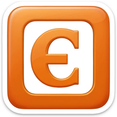 make me an emoji of the letter E  orange square witha white E in the center with a times new roman looking font sticker