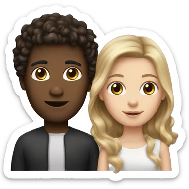 white girl with ombre and white guy with dark curls sticker