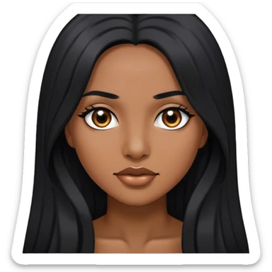 mujer, cabello largo negro ojos chino sticker