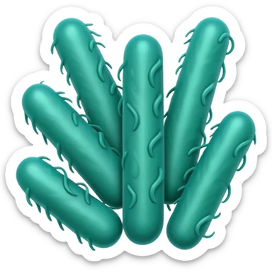 Multiple Lactobacillus bacteria emojis, thick rod shape, teal green, soft fibrous texture, clean ingredient icon style
 sticker