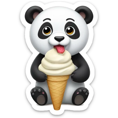 Panda eating ice cream sticker