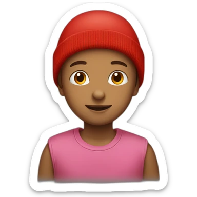 kid wearing red boble beany sticker