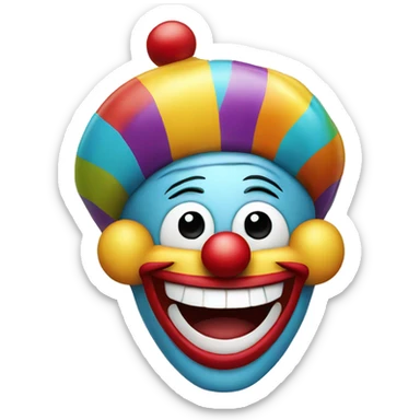 laughing emoji with a clown hat and a clown no sticker