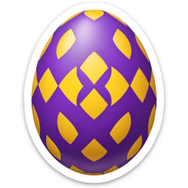 decor egg, symmetry simple pattern, purple and yellow sticker