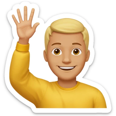 A yellow man with both his hands up waving his fingers towards himself  sticker