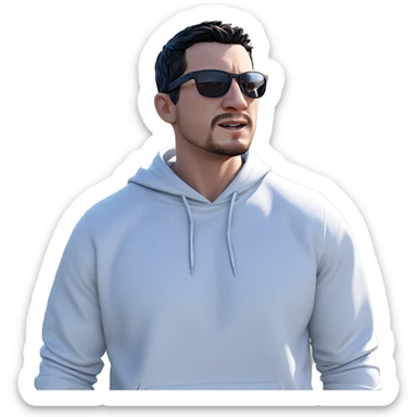 muscular boy in white hoodie sticker