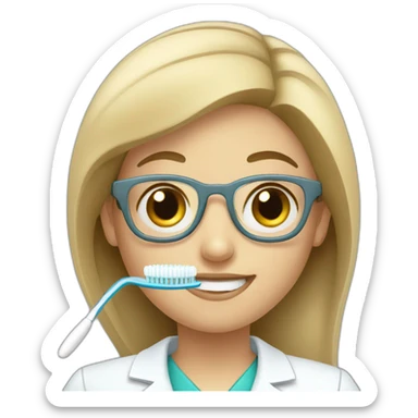 dentist girl with a toothbrush in his hand sticker