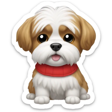 shitzu with red puffer sticker