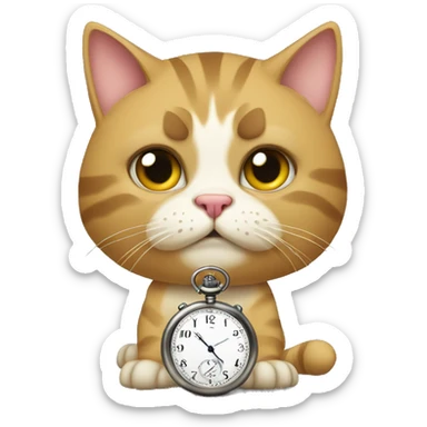 Cat with pocket watch annoyed sticker