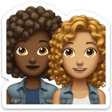 Two Best friends girls curly end wayvi  sticker