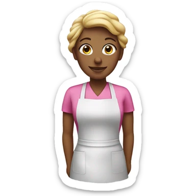 cleaner woman with pink apron sticker