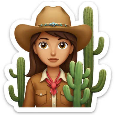 Cowgirl in front of a cactus  sticker