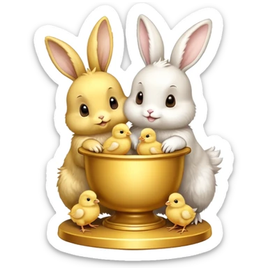 spring trophy with baby chicks and bunnies sticker