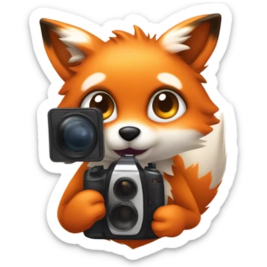 photorealistic detailled kawaii fox taking photo sticker