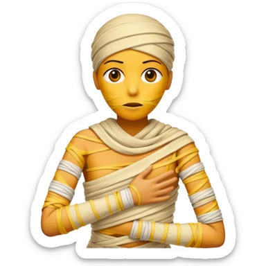 mummy wrapped in yellowed bandages, one arm stretched forward.
 sticker