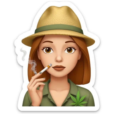 woman smoking marijuana sticker