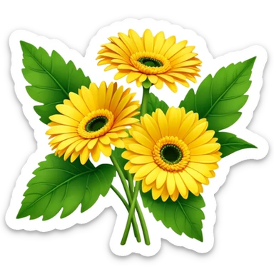 bouquet Sunshine Yellow Gerbera Daisy
, luxuriant, leaf, bud sticker