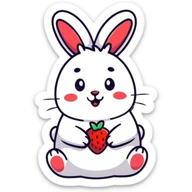 strawberry bunny making finger hearts sticker