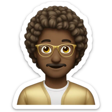 man brun hair with gold glasses sticker