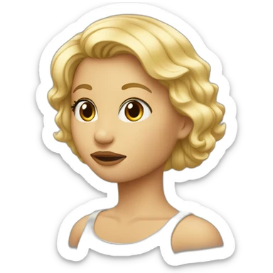 Une fille blonde au cheveux court qui fait bisou à un garçon au cheveux noir sticker