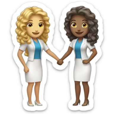 two greek white business women with different hair colors from each other shaking hands full bodies sticker