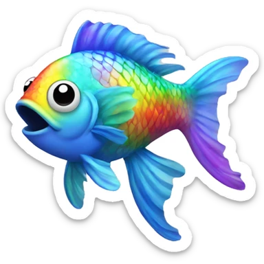 Dancing rainbow fish sticker
