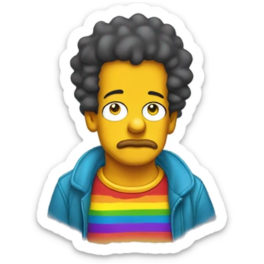 cute queer Simpson with make up and rainbow tshirt  sticker