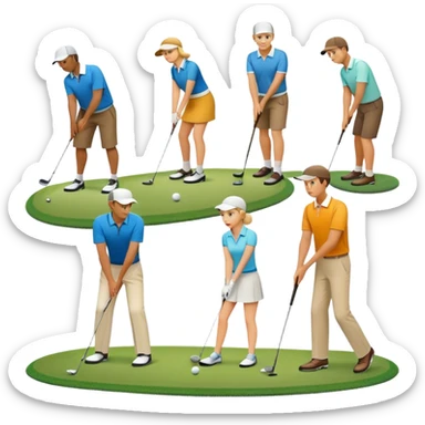 Golf people , women reader and men sticker