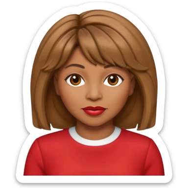 Tina Turner with long light brown hair, red outfit sticker