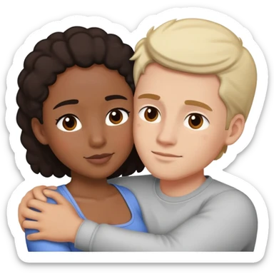 Interracial couple cuddling sticker