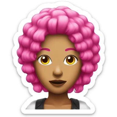 Baddie with a hot pink wig sticker