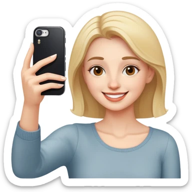 smiling woman taking a selfie sticker