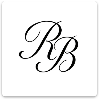 calligraphy initials RB, elegant style, suitable for a profile icon, white background sticker