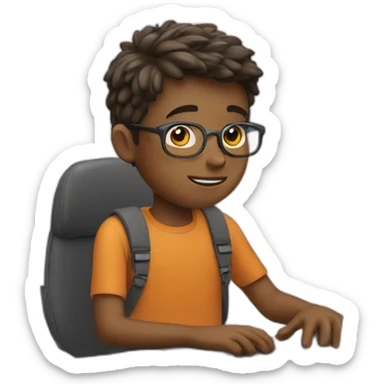 boy with a computer sticker