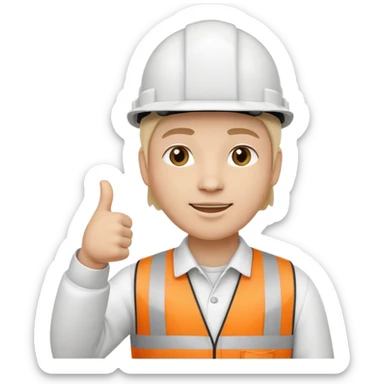 Cara de persona con casco blanco inginierl civil con pulgar arriba sticker