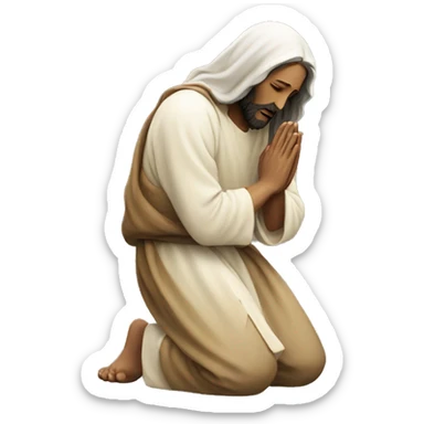 jesus kneeling praying sticker