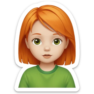 orange hair girl baby green outfit sticker