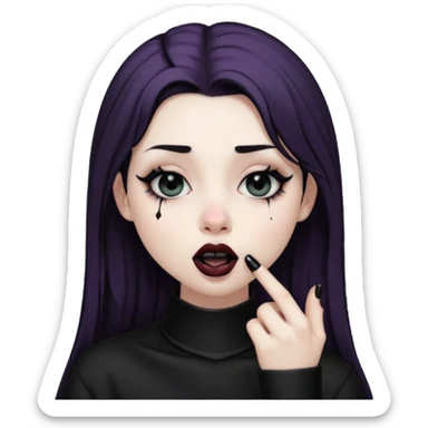 Goth girl with her eyes rolled up and towards her nose and her tongue sticking out doing uwu face sticker