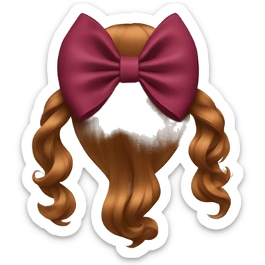A burgundy bow in light brown hair from the back  sticker