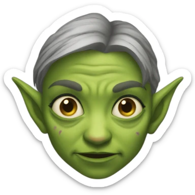 female goblin wrinkles evil sticker